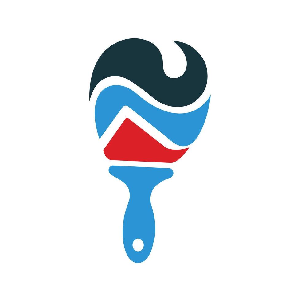 A paintbrush with a red, blue and white design vector