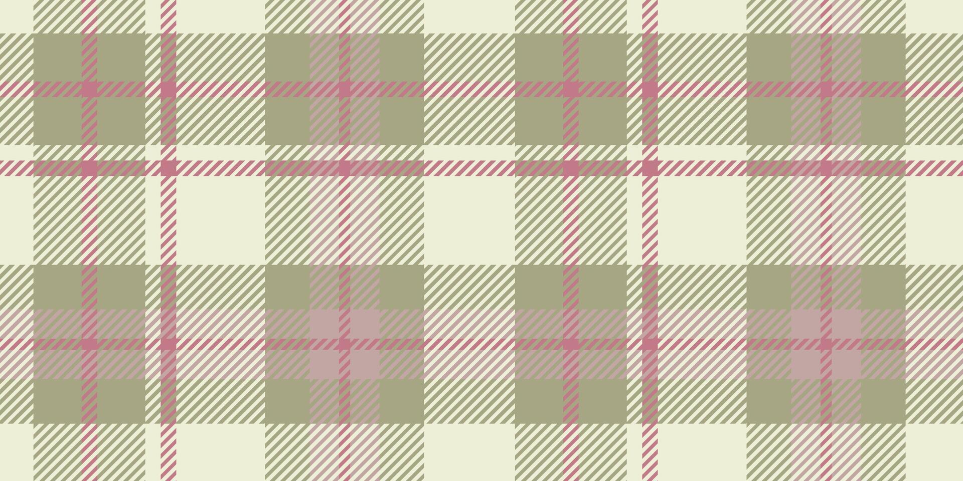 Seamless pattern with classic plaid or tartan design in muted tones of beige, light pink, and olive green. Suitable for textiles and backgrounds. vector