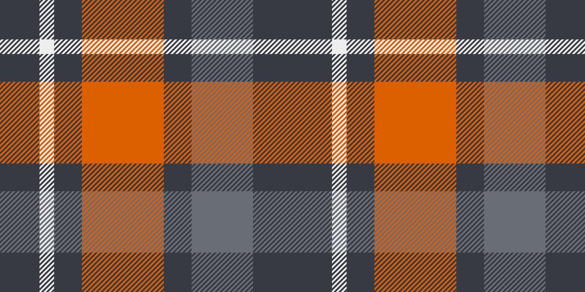 Bold Plaid Pattern in Gray, Orange, and White - Modern Geometric Textile Design vector