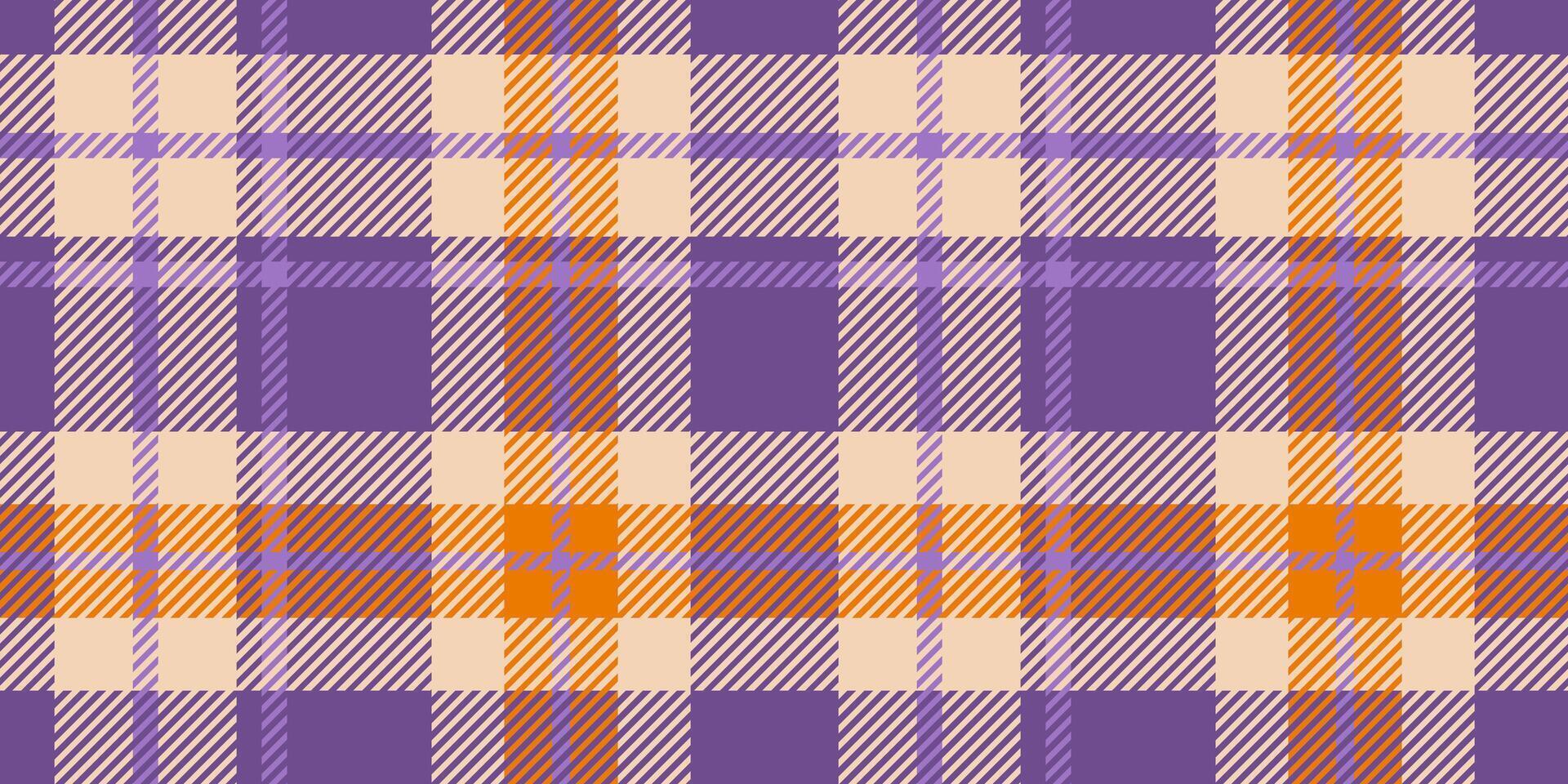 A seamless tartan plaid pattern featuring a harmonious blend of beige, purple, and orange hues. Ideal for textile design, fashion, backgrounds, and creative projects with a modern classic appeal. vector