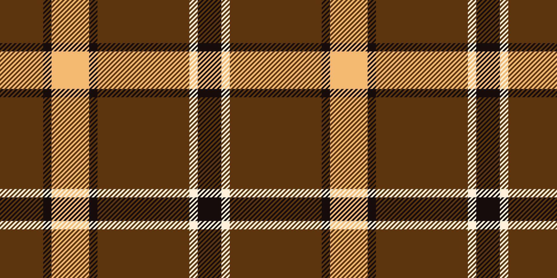 Seamless Brown and Tan Plaid Pattern with Black and Cream Accents in a Classic Checkered Design for Textiles and Rustic Decorative Backgrounds vector