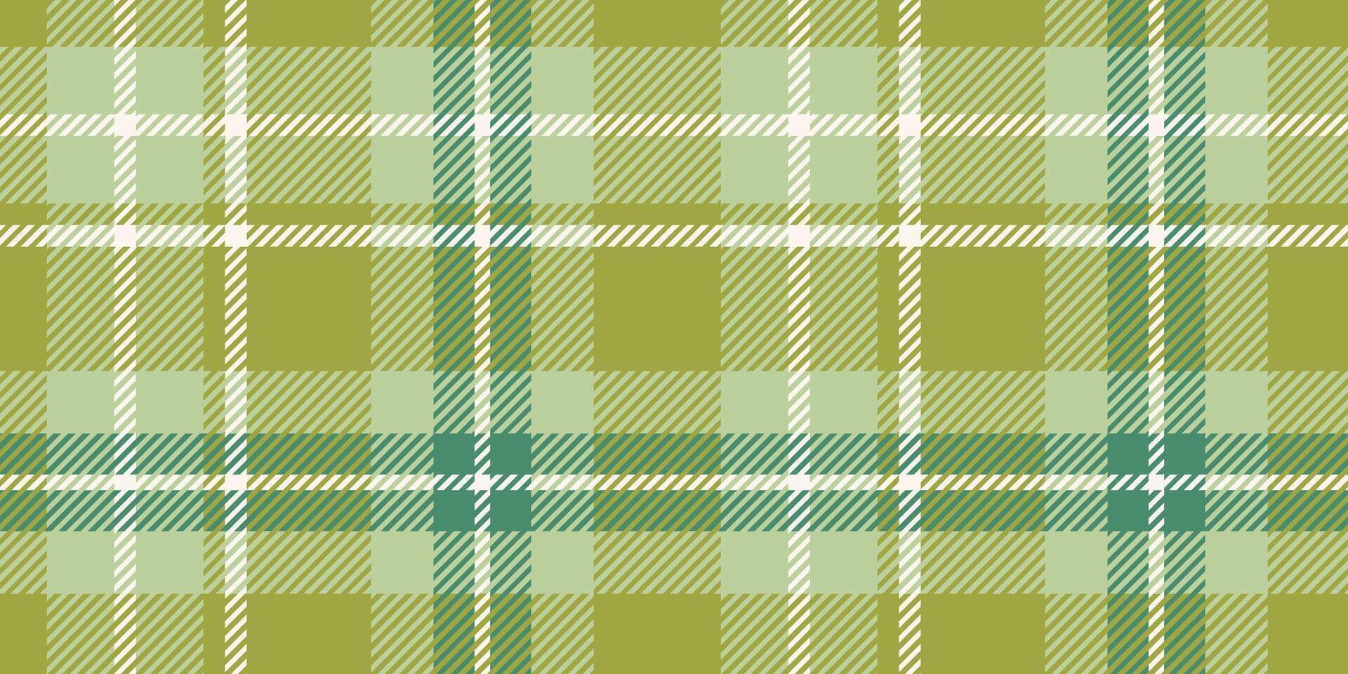 A seamless green and beige tartan plaid pattern with diagonal accents, perfect for textiles, nature-inspired designs, and rustic aesthetics. vector
