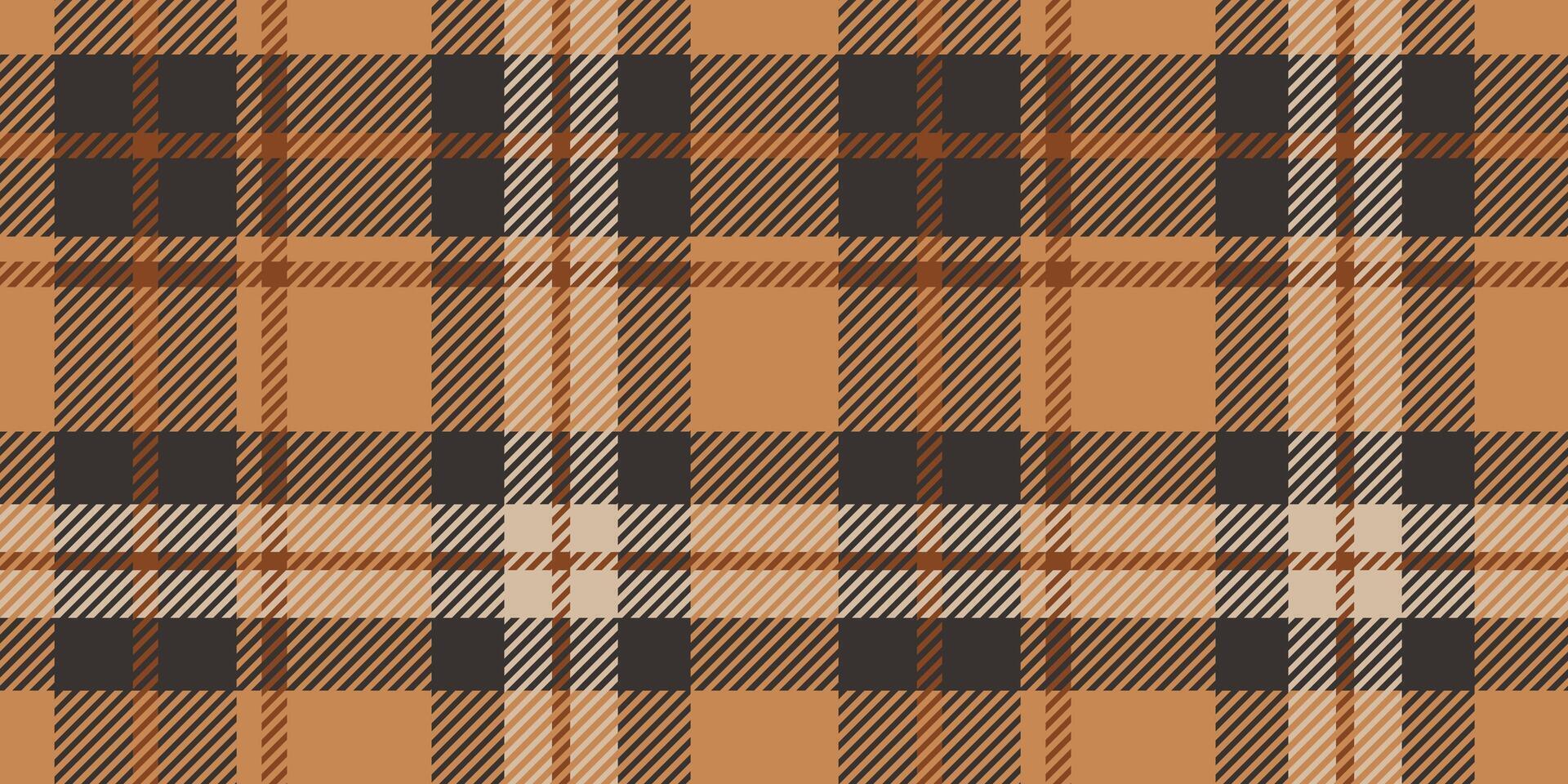 Seamless Orange and Black Plaid Pattern with Cream and Brown Accents in a Classic Checkered Design for Autumn Textiles and Decorative Backgrounds vector