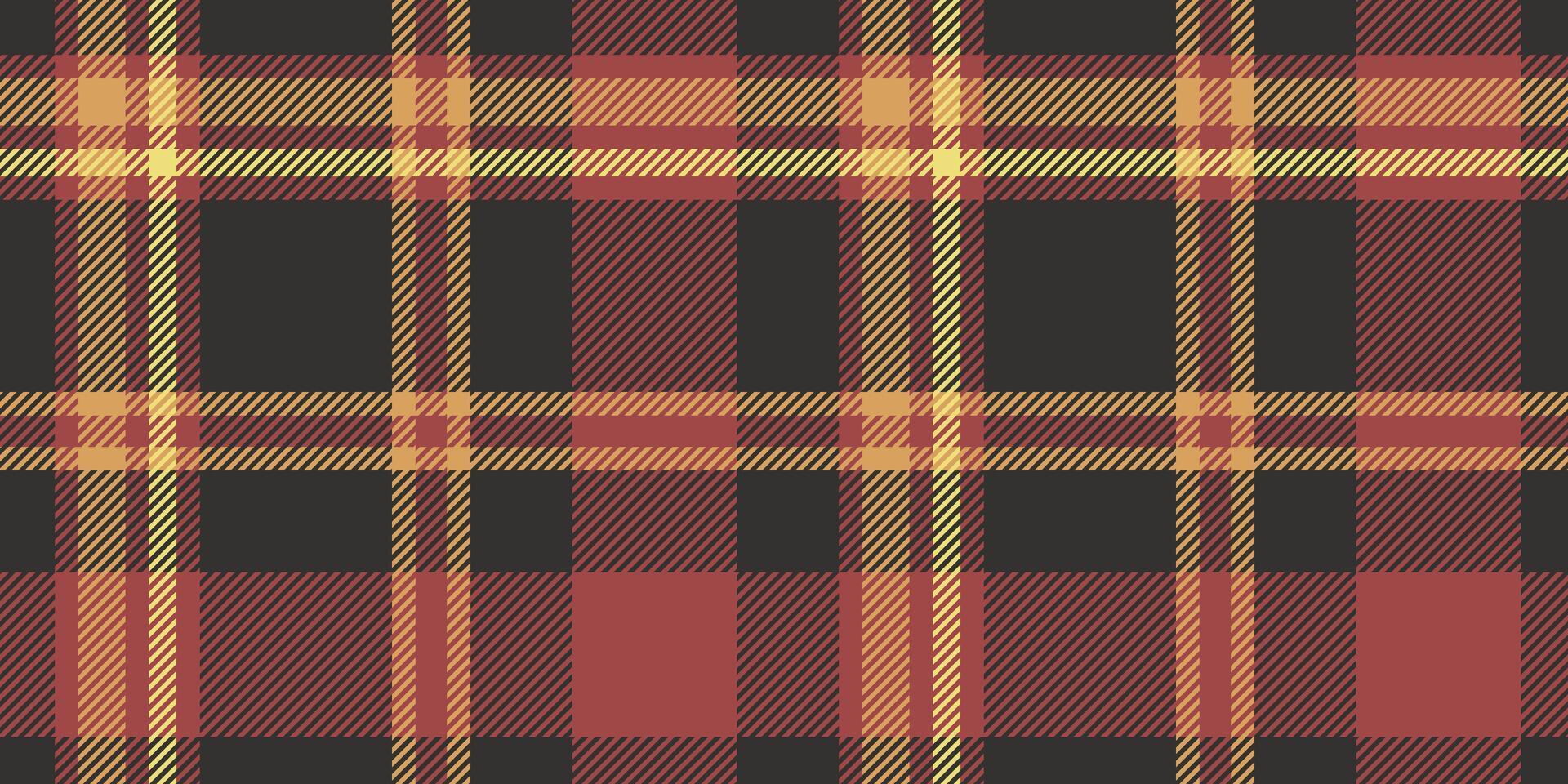 Seamless Black, Red, and Yellow Plaid Pattern in a Bold and Classic Checkered Design for Textiles and Autumn-Themed Decorative Backgrounds vector