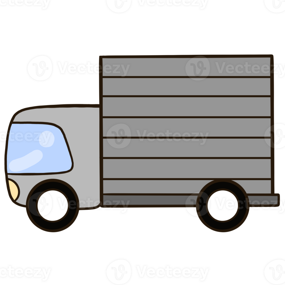 Delivery truck back view on transparent background png