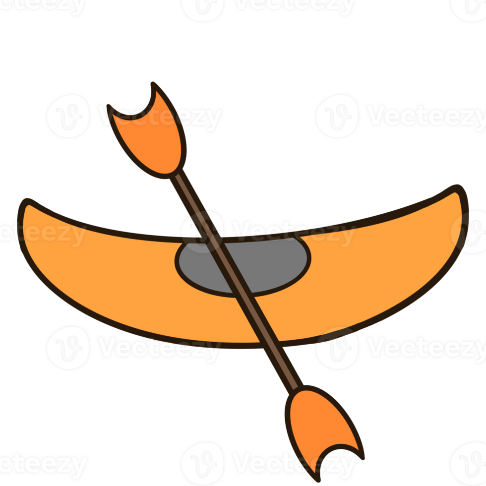 Cartoon kayak with two paddles png