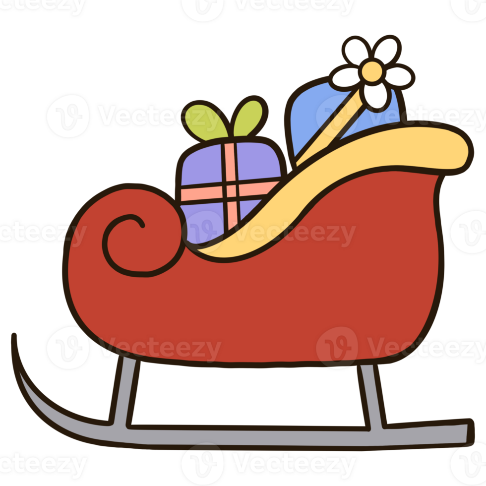 Santa's Sleigh Cartoon with Gifts png