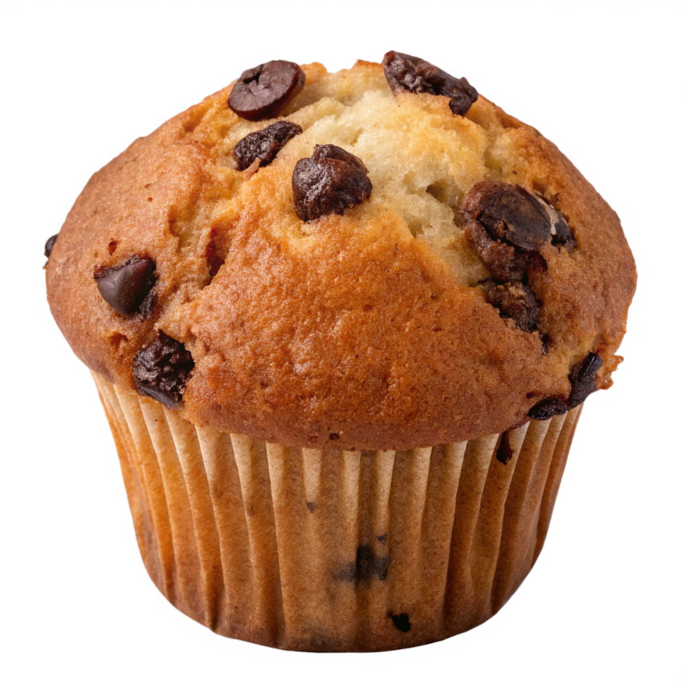 chocolate chip muffin on transparent background png