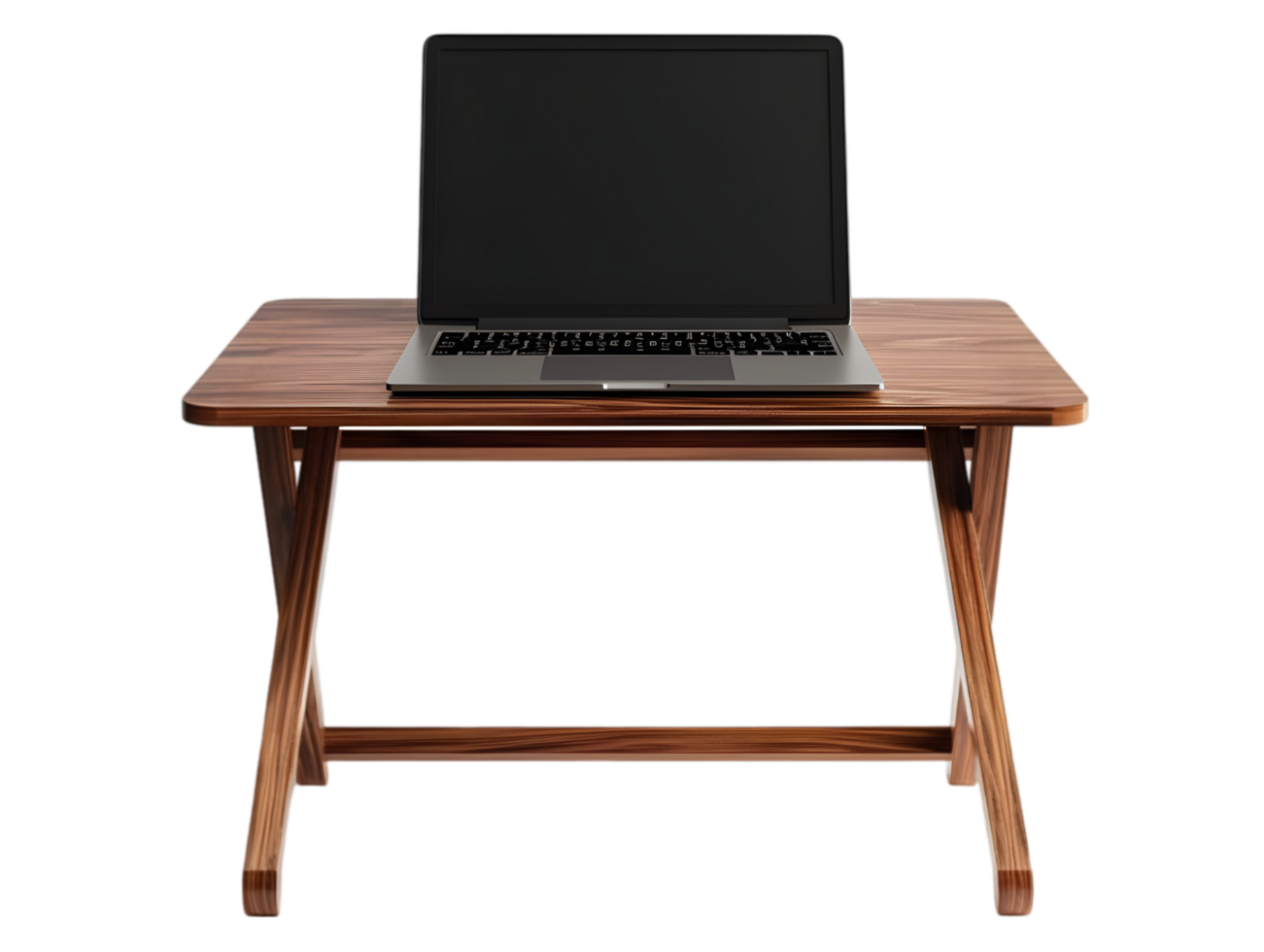 Laptop on Wooden Table Home Office Setup Workspace Computer Desk Minimalist Design png