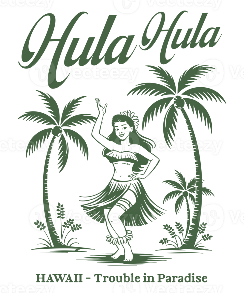 Aloha Hawaii Hula Girl Tropical Island Summer Design png