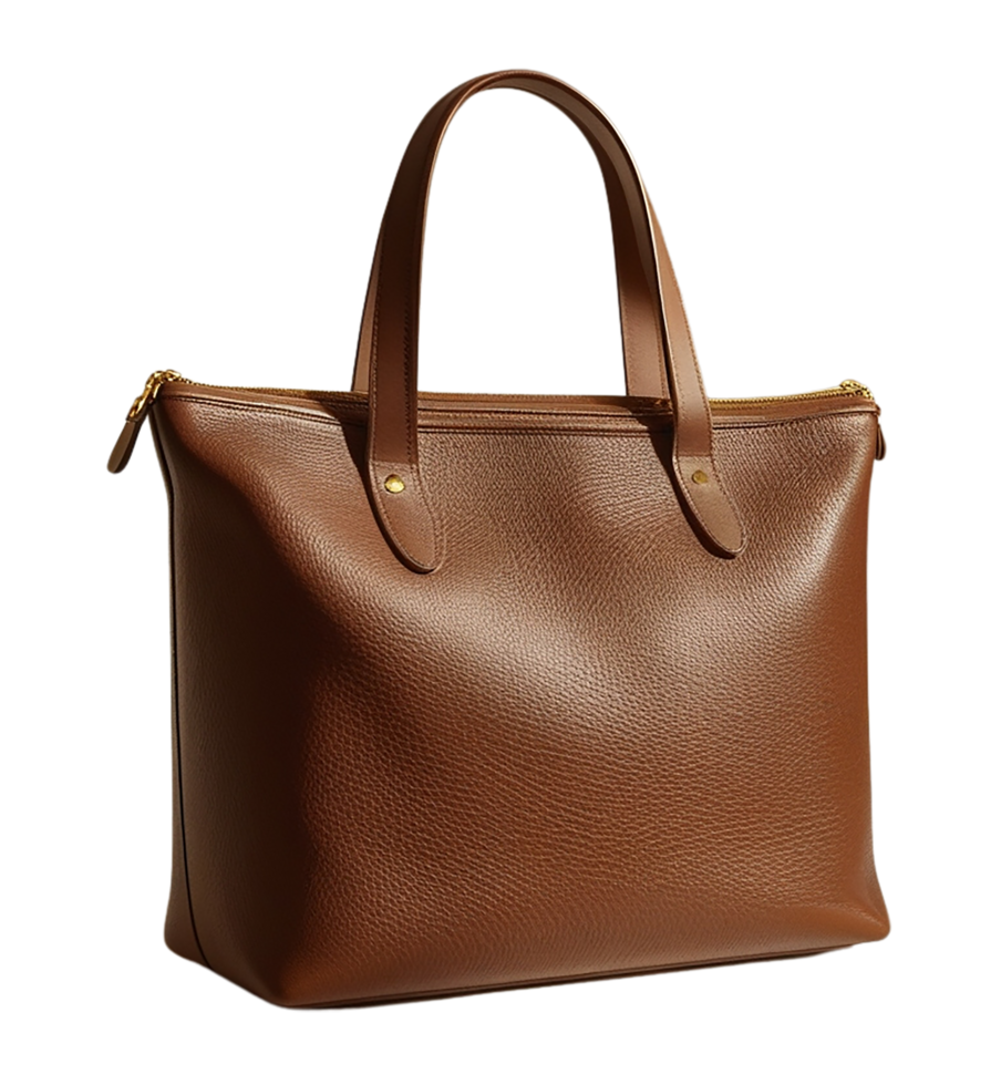 A vintage-style cognac leather messenger bag with adjustable strap png