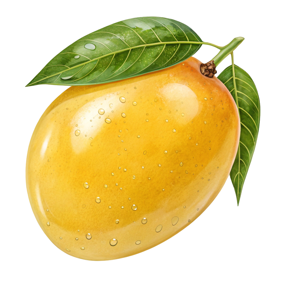 mango with leaves on transparent background png