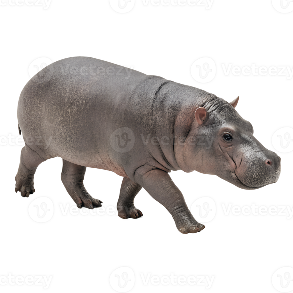 Pygmy Hippopotamus walking isolated on a transparent background png