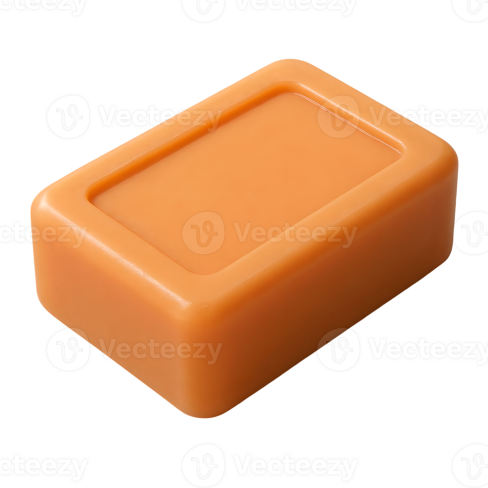 An isolated orange soap bar offering a clean and natural beauty and skincare concept png