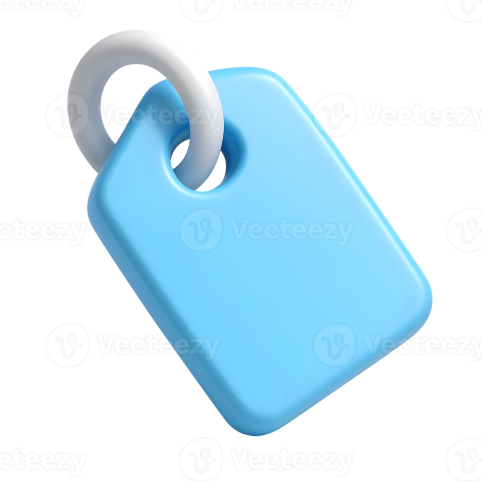 3d rendered blue tag with white ring conceptualizing identity and modern design element png