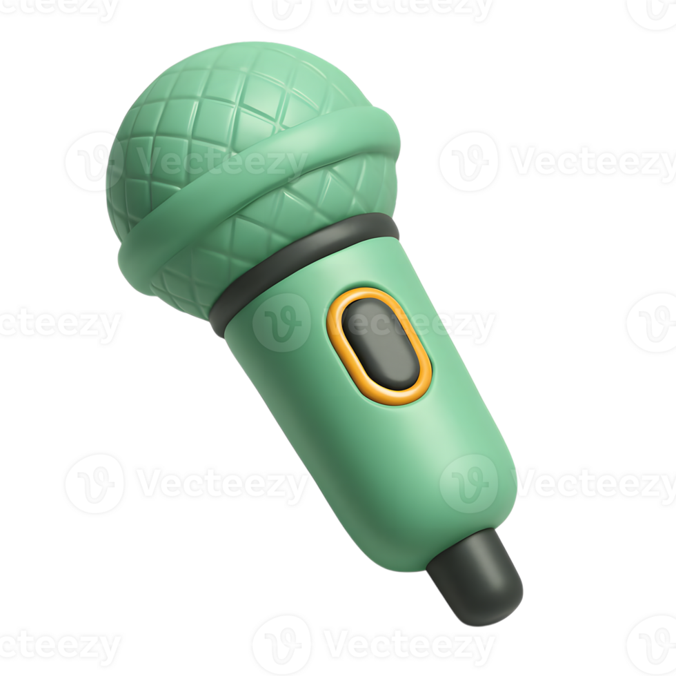 3d rendered illustration of a green microphone icon isolated on a transparent background png