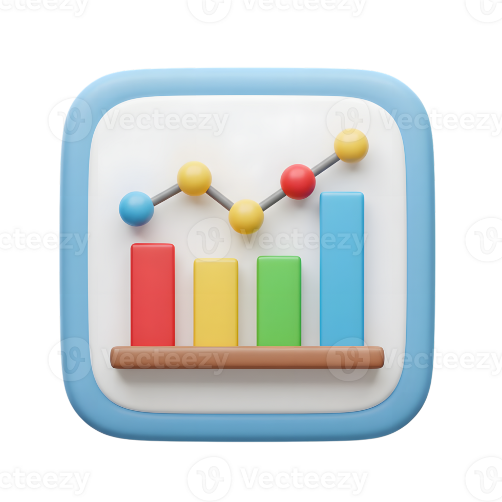 3d render of a colorful business growth chart with data analysis elements png