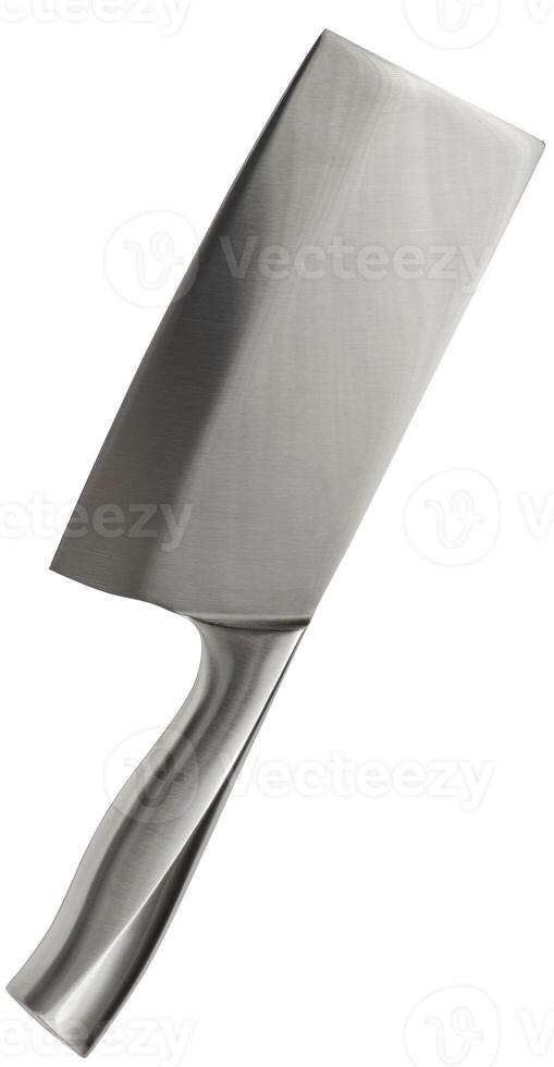 Kitchen knife cleaver with wide blade and metal handle photo