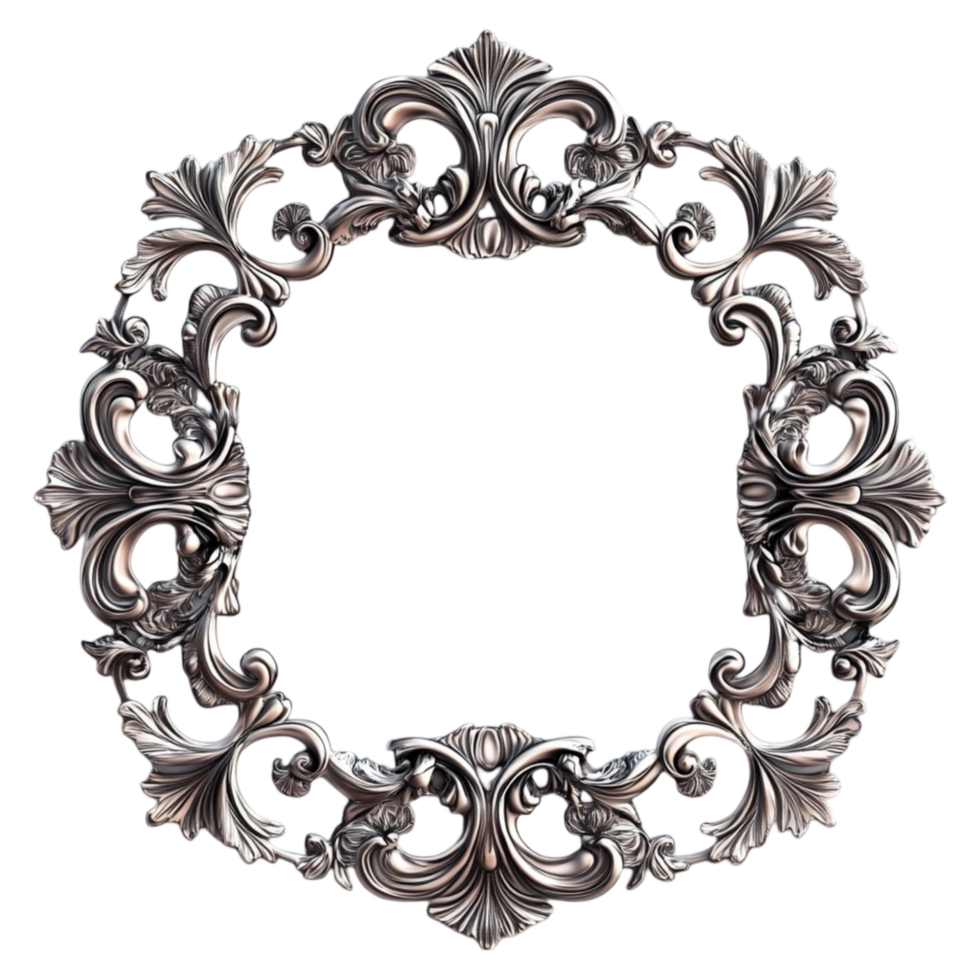 Ornate Circular Frame With Decorative Carved Details With Transparent Background png
