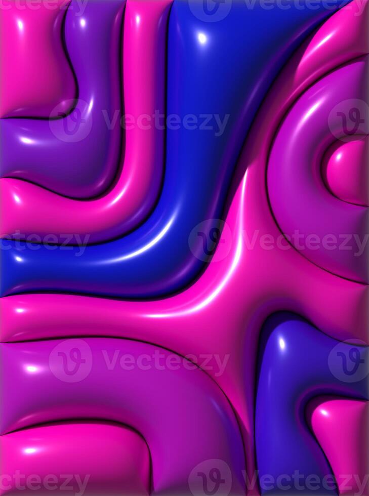 Vibrant abstract background featuring glossy, undulating organic shapes in shades of pink, blue, and purple, creating a dynamic and fluid design, 3D rendering illustration photo