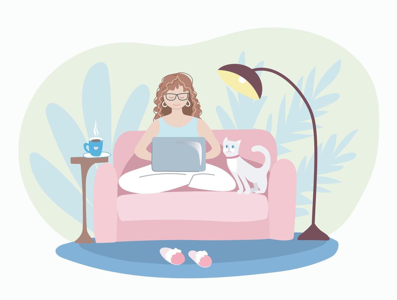 Woman work from home vector
