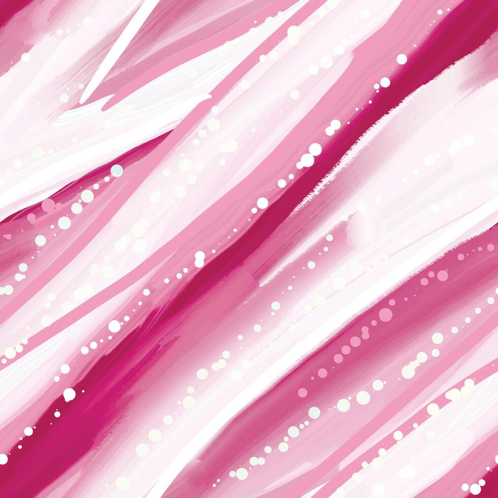 Abstract seamless pattern with hand drawn diagonal brush stripes and waves, spots. Pink, white colors. vector