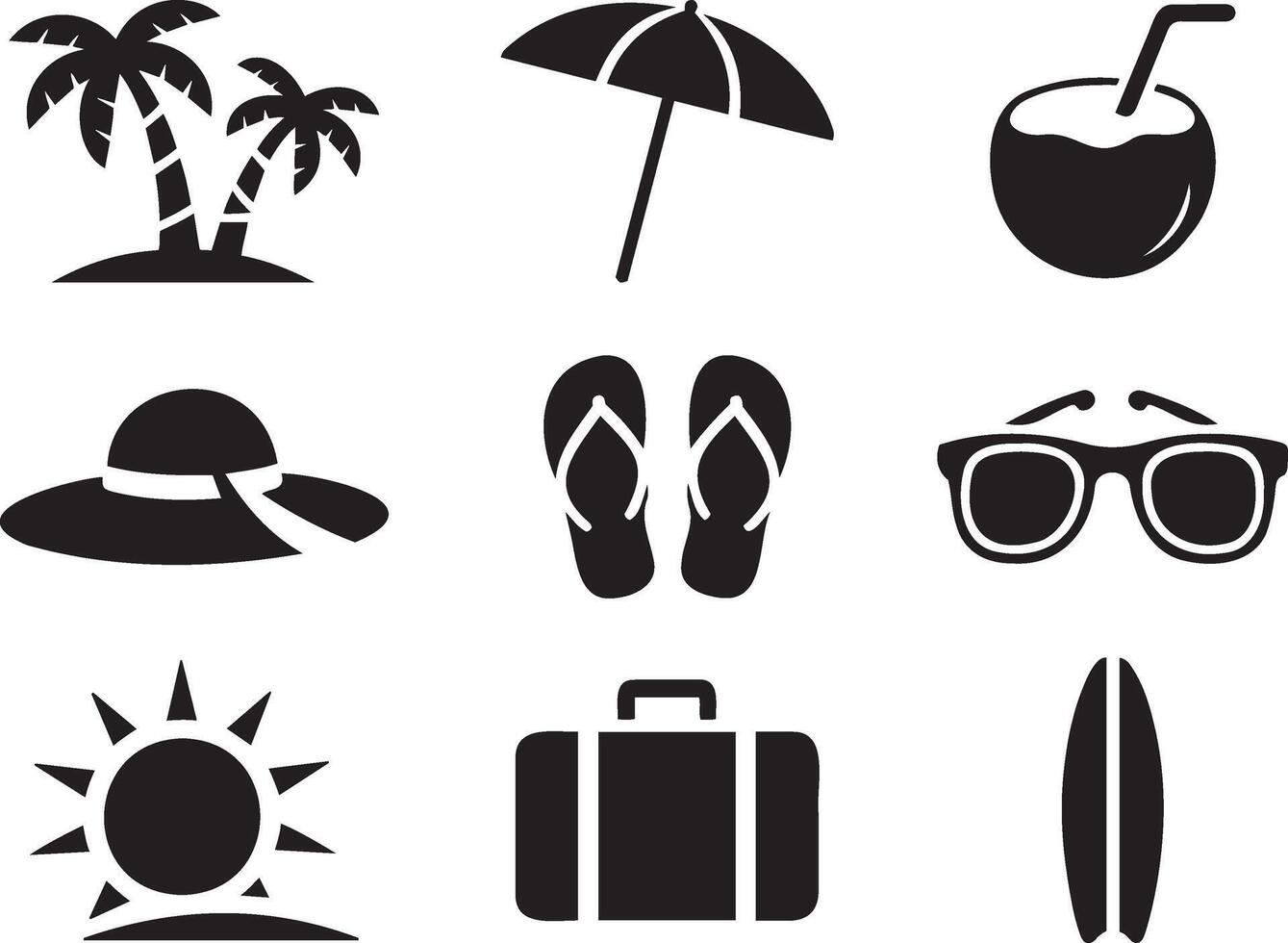 Summer vacation icons isolated on white background vector