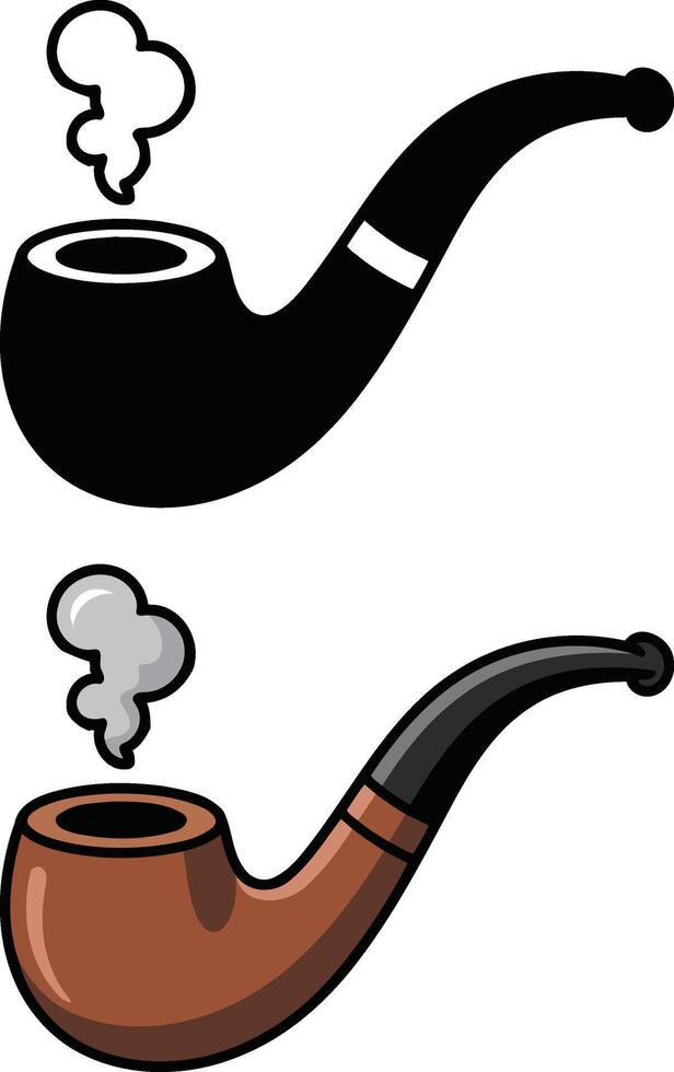 Set of Cartoon Smoking Pipes in Black and Brown vector