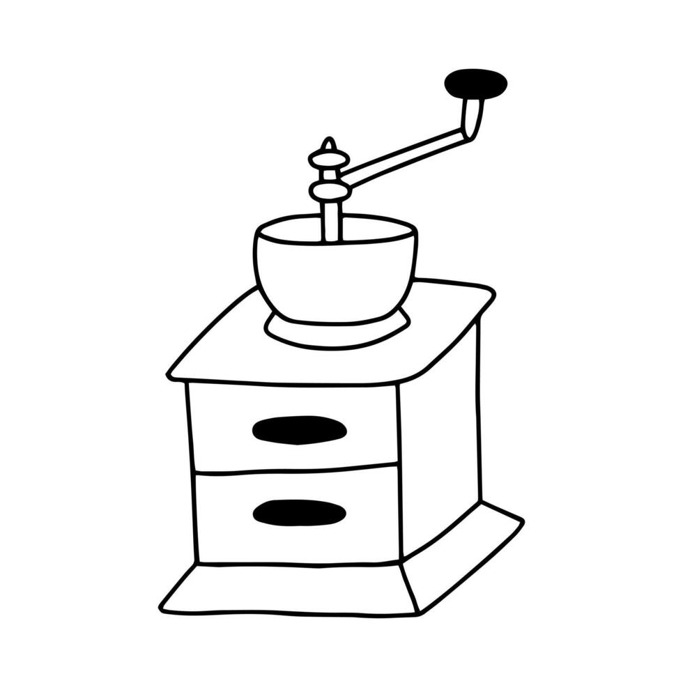 Manual coffee grinder doodle sketch vector