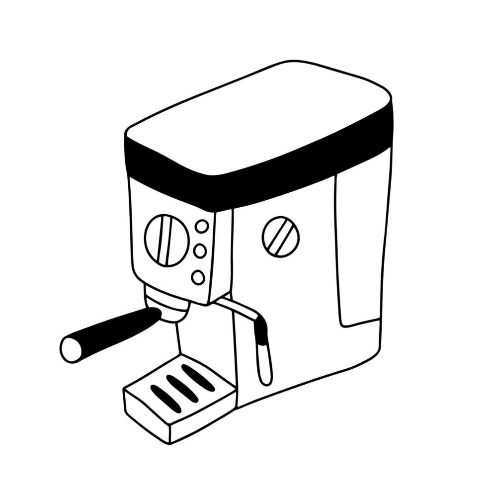 Hand drawn horn coffee machine sketch vector