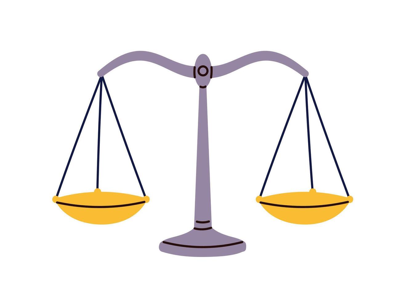 Balance scale icon, traditional weighing tool with empty pans, measurement equipment for weight comparison, decision making and justice concept classic equilibrium device flat illustration. vector