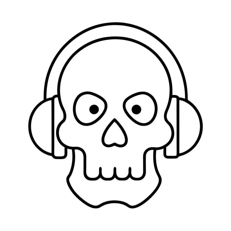 Old Pirate Skull Sketch Line Art vector