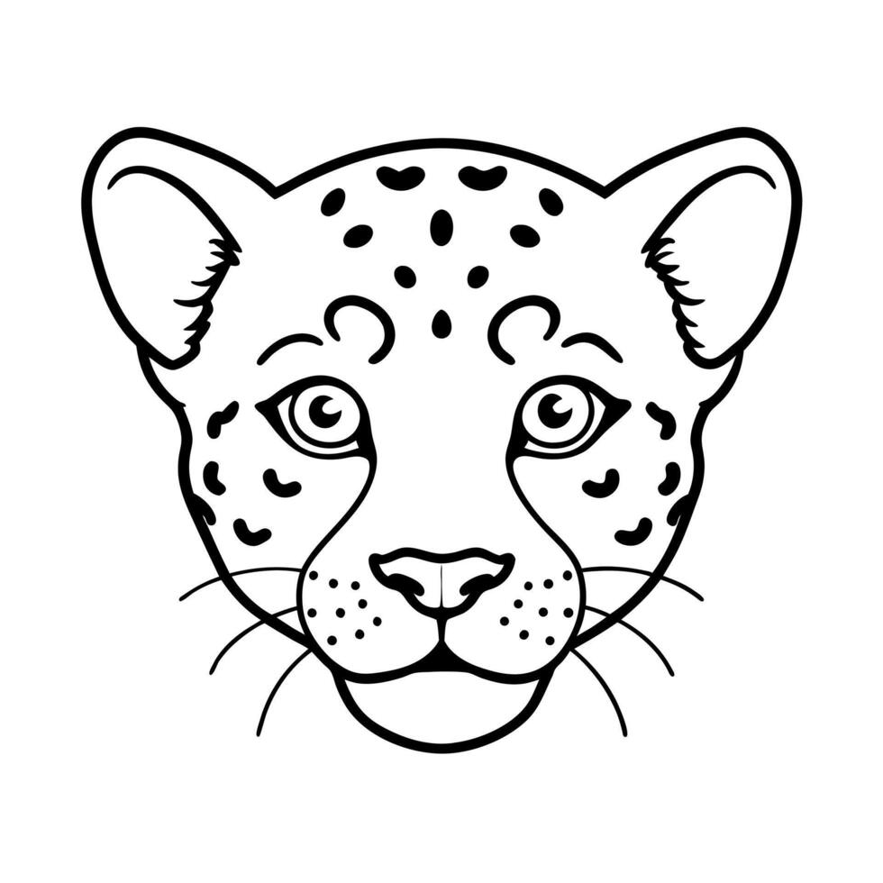 baby leopard head line art vector