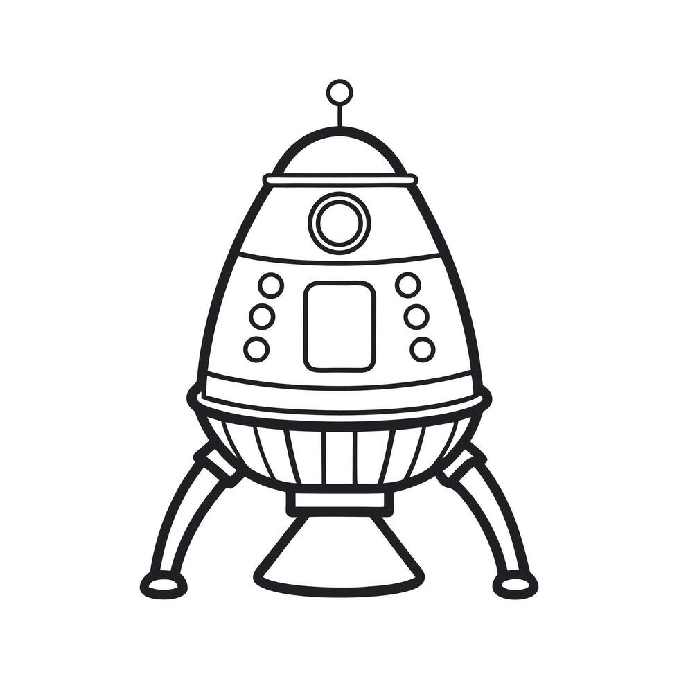 Space Capsule Technical Line Drawing vector