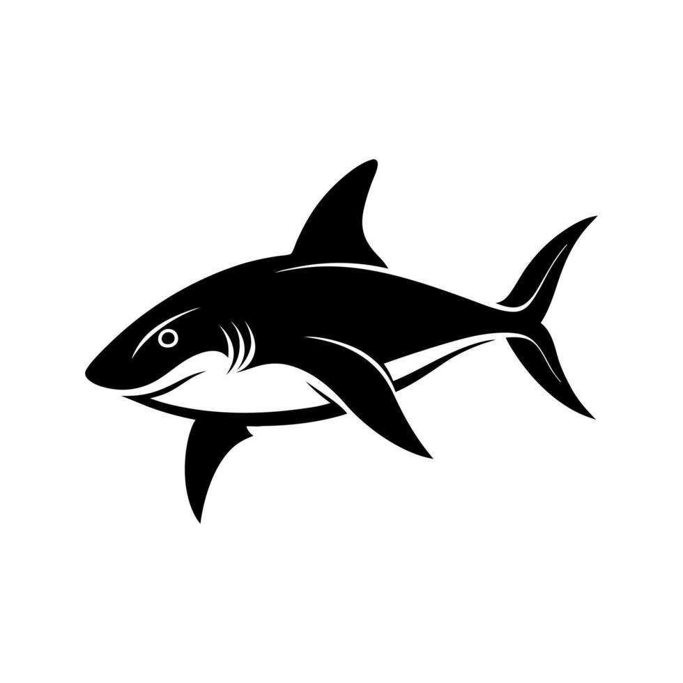blacktip shark black silhouette 2 vector