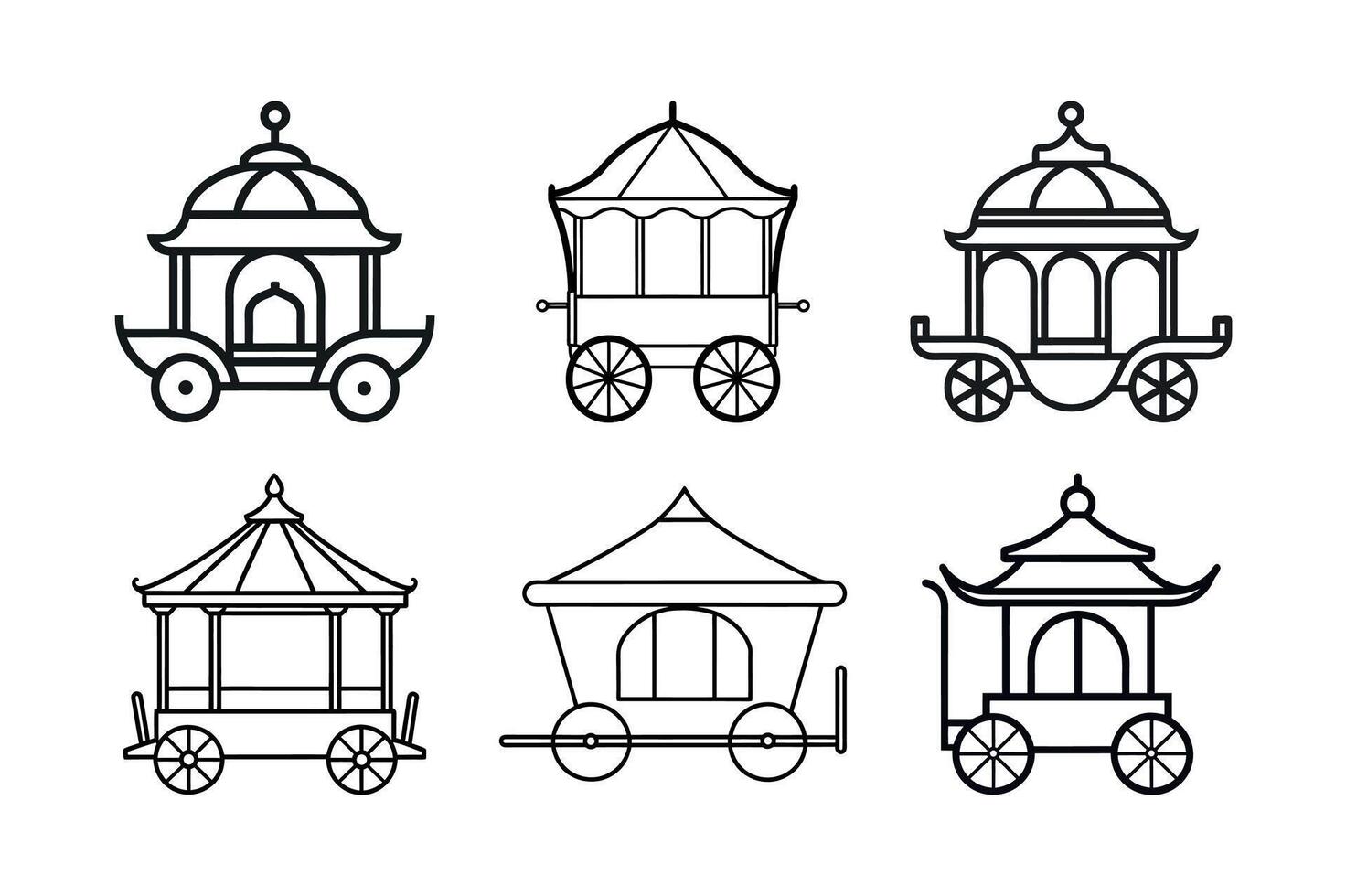 Palanquin Outline Line Art Style vector