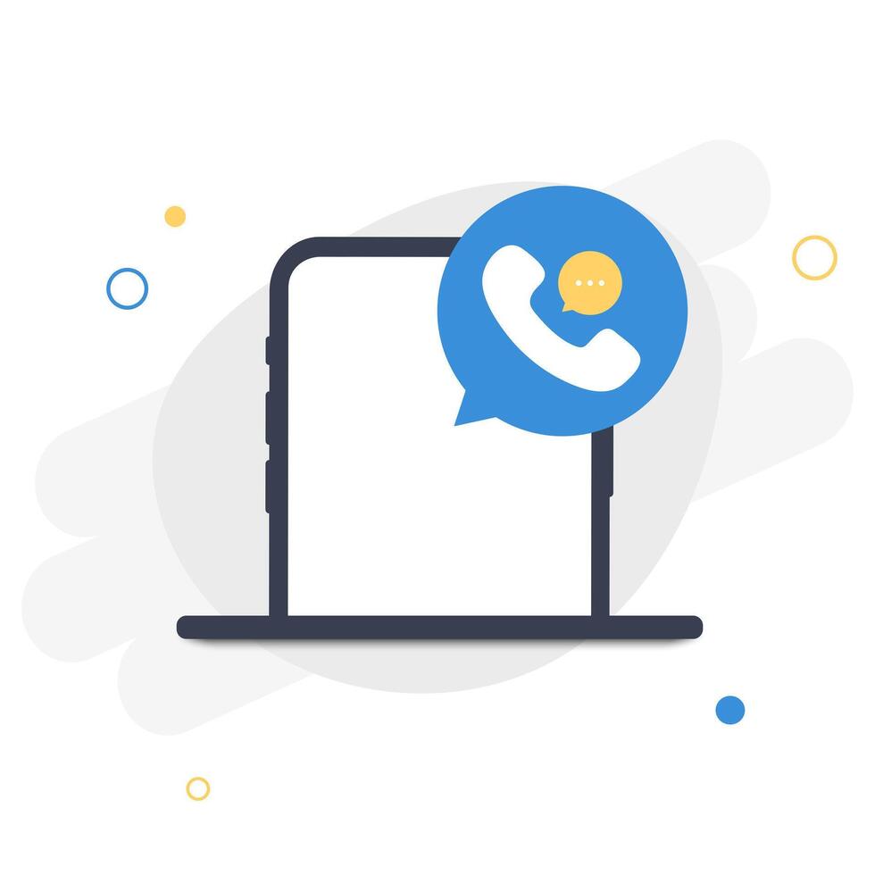 Smartphone with call center icon and bubble talk on white background. Talking with service call support hotline and call center icon. flat illustration vector