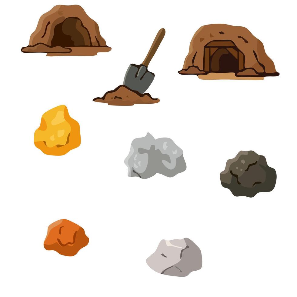 Mining industry set icons in isometric vector