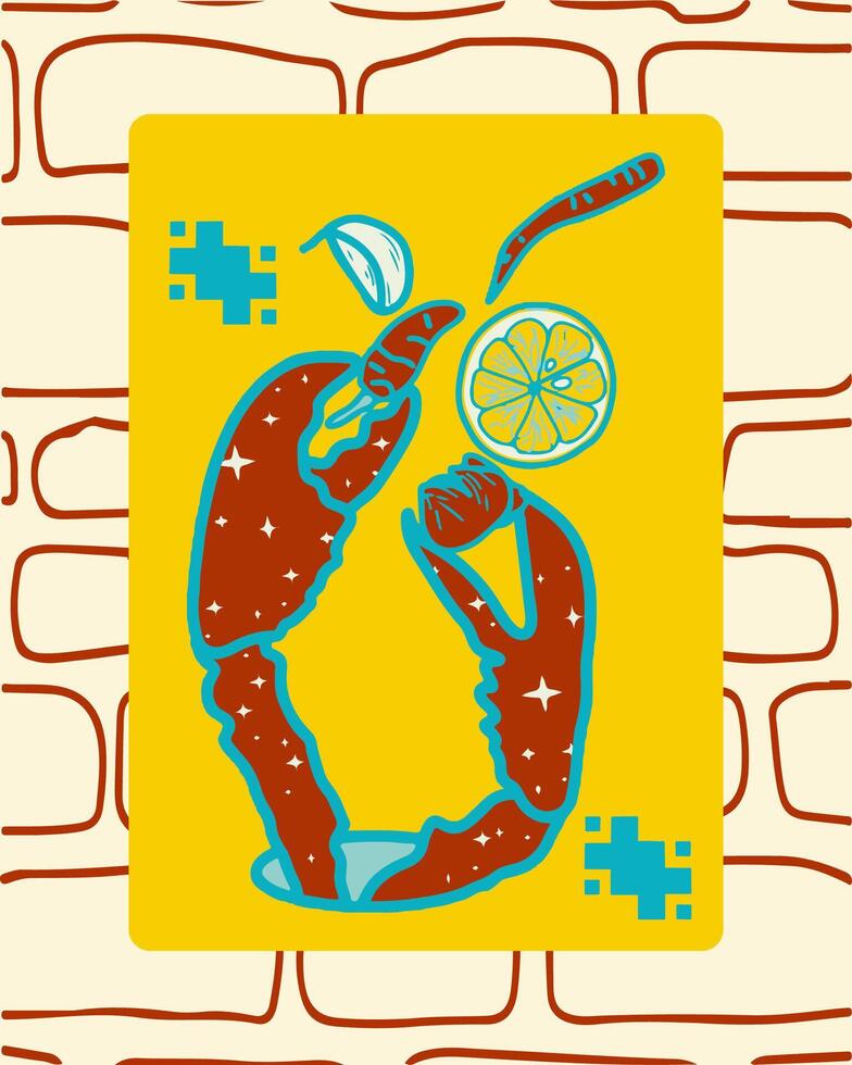 Illustration of Crab Claws with Lemon and Spices vector