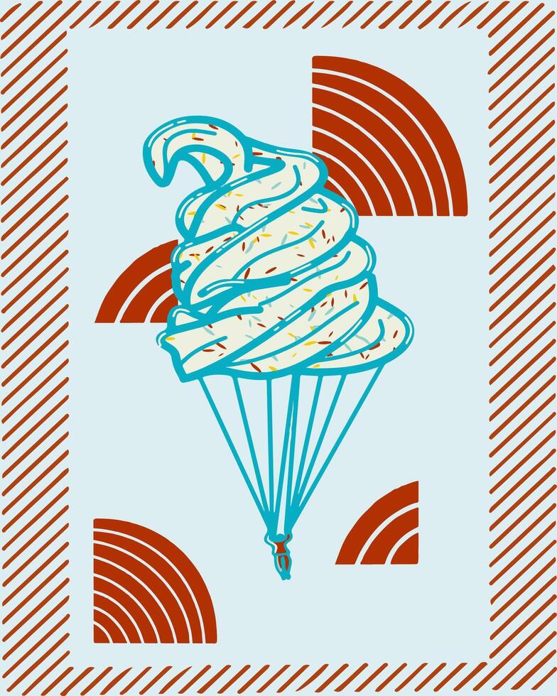Floating Ice Cream Parachute with Colorful Sprinkles vector