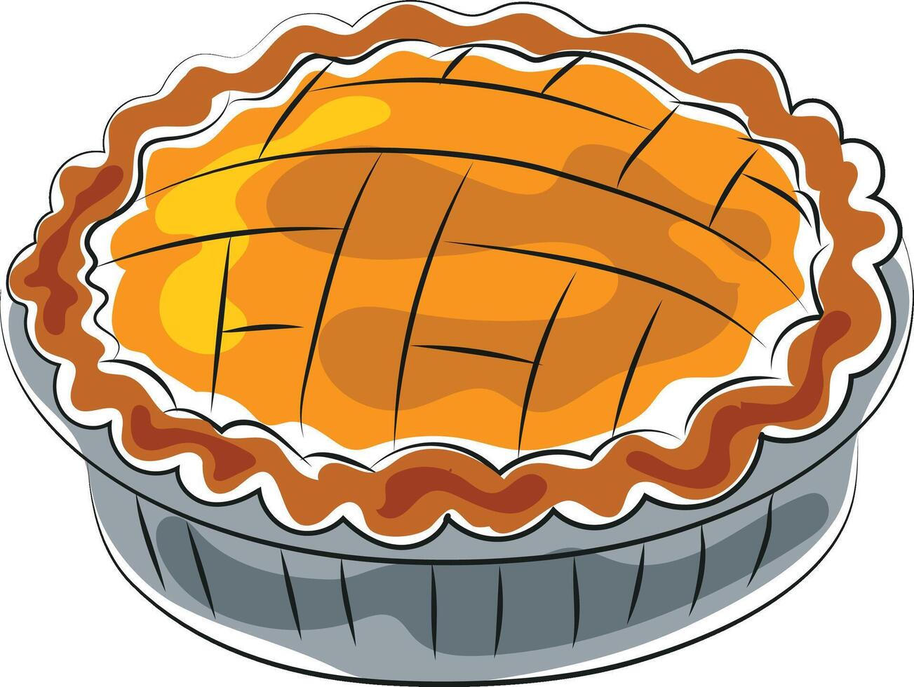 pumpkin pie autumn cook doodle art style vector
