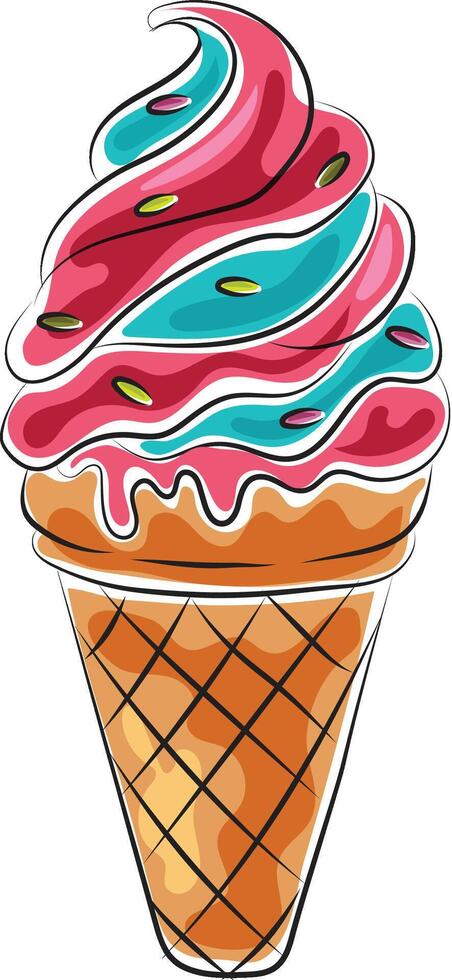 ice cream cone art doodle marker style vector