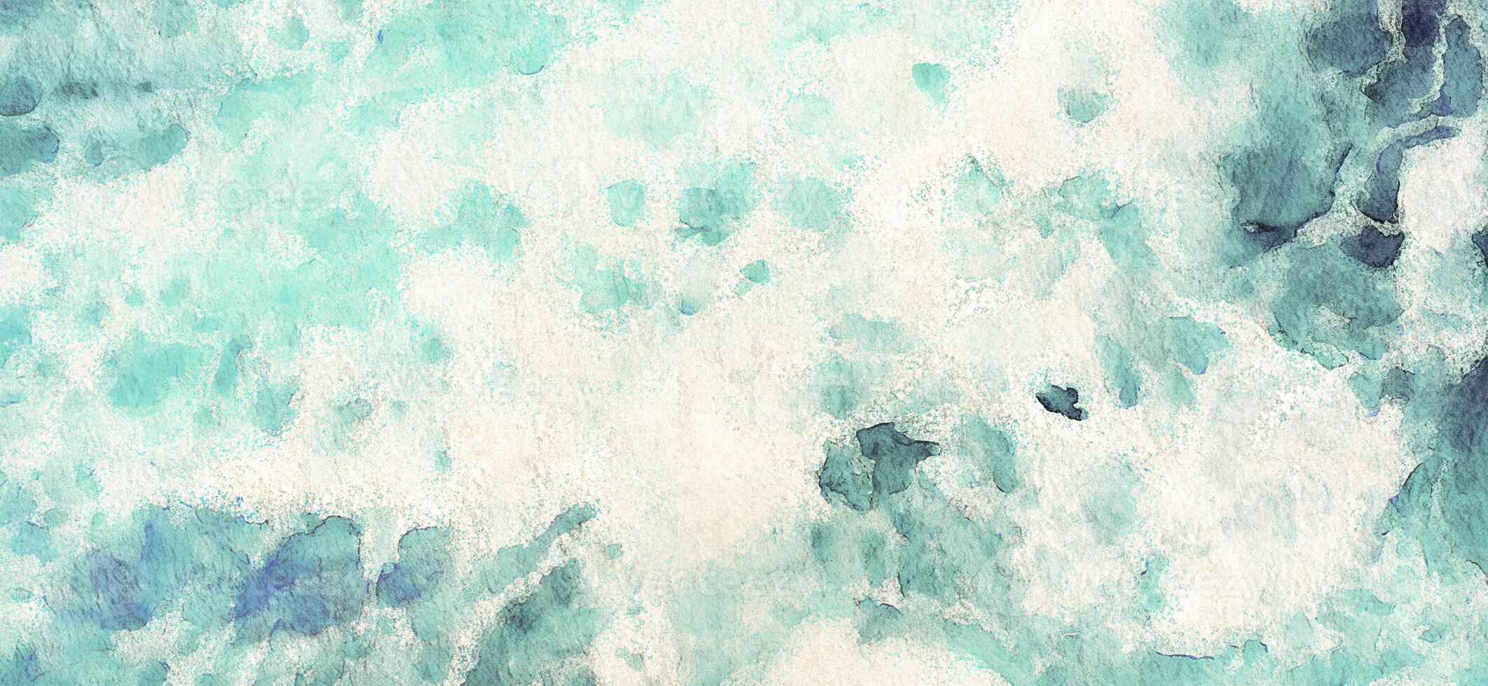 Aqua Blue Watercolor Texture with Abstract Ocean Feel photo