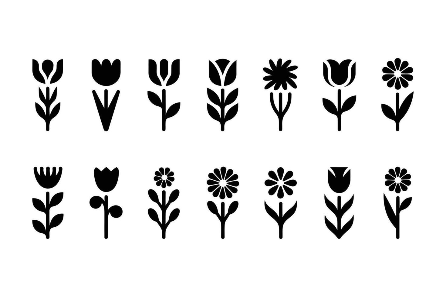 Set of Minimalist Flower for Logo, Decoration, Nature, and Botanical Design vector