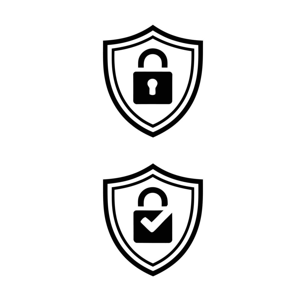 Padlock Emblem with Check Mark and Keyhole, Data Protection Badge Symbols for Cyber Security and Privacy Design Elements vector