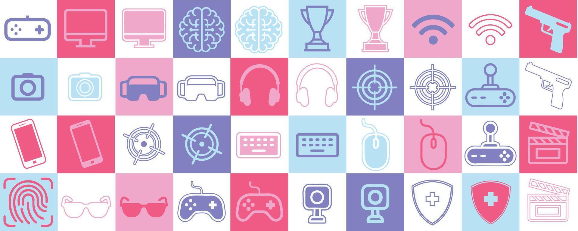 set of game icons with pastel tones vector