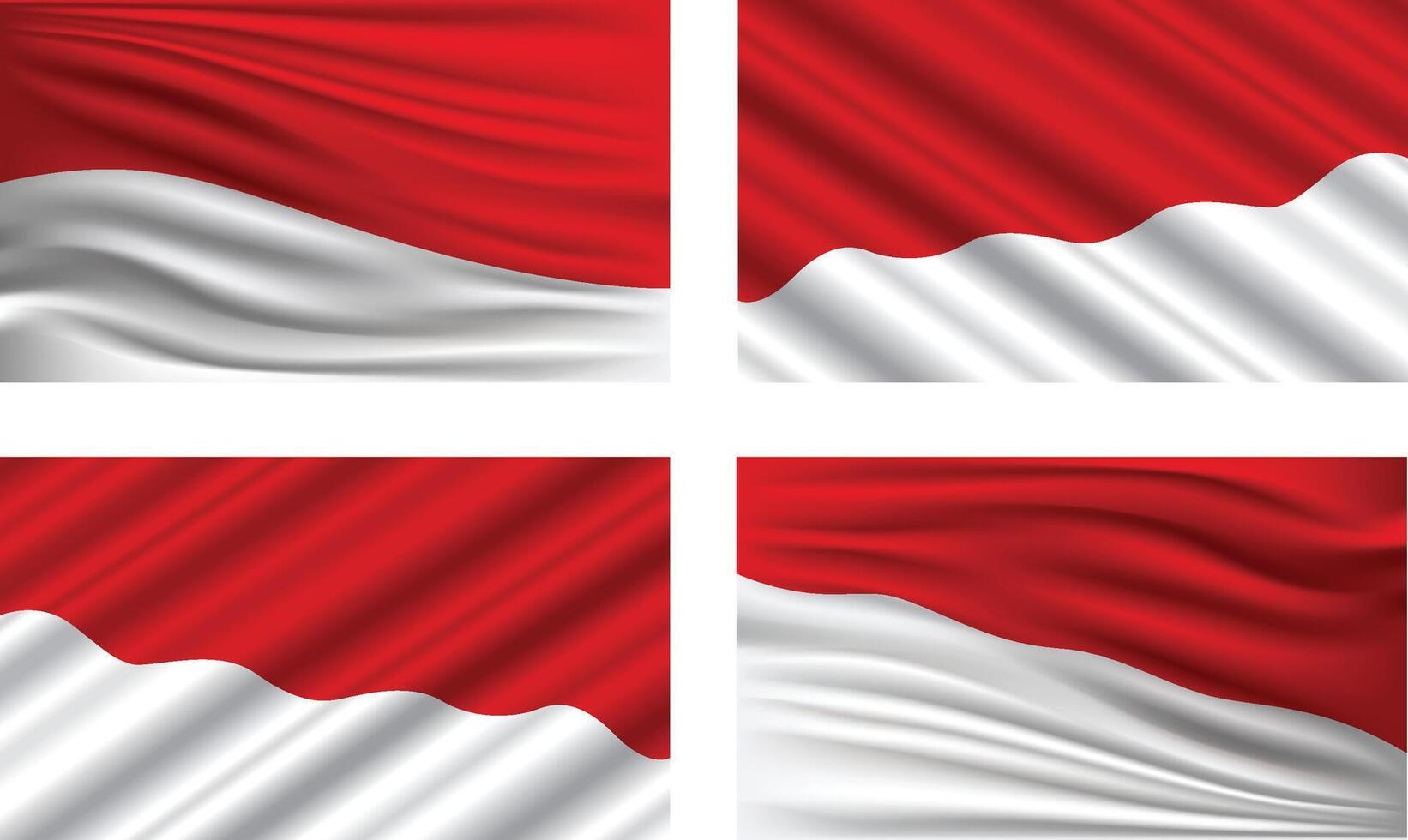 waving national flag of Indonesia, Set of waving indonesian flag background vector
