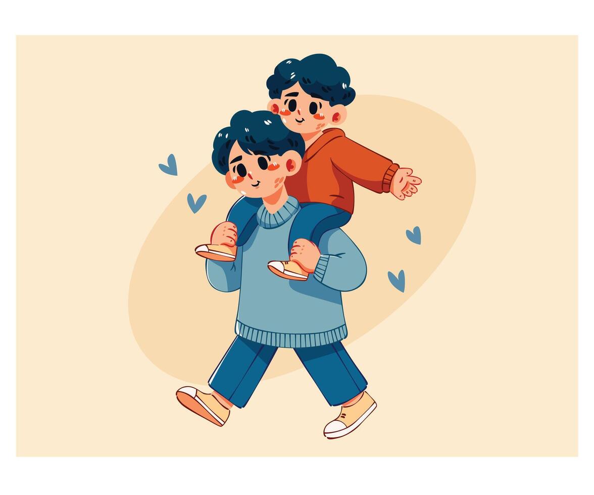 Joyful Ride of Father and Son vector