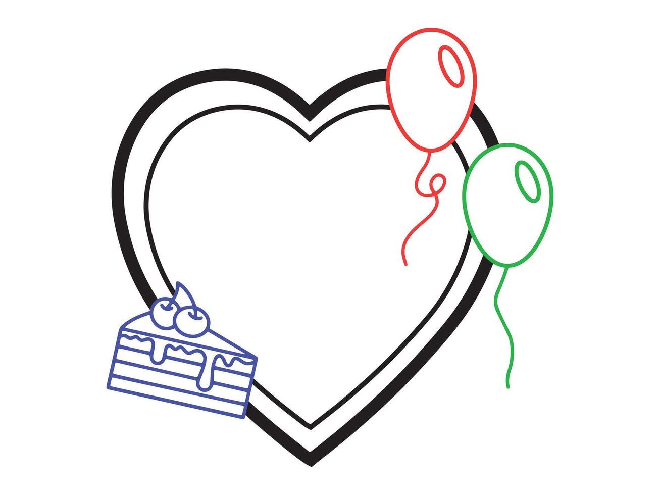 frame Happy Birthday Line Art vector