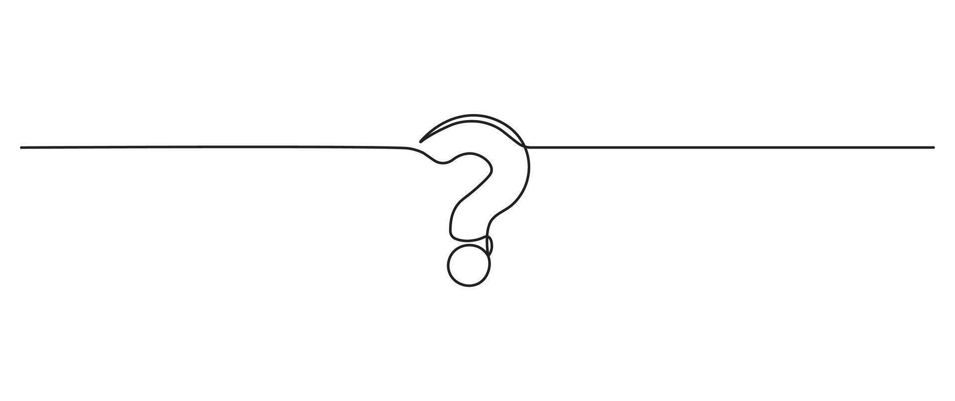 Question mark in continuous line drawing style. Sketch of question mark in minimalist black linear isolated on white background vector